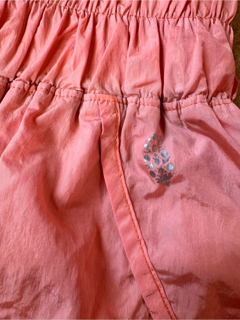 FP Movement The Way Home Shorts Neon Coral Smocked Waist Running Shorts Size S - Picture 5 of 6